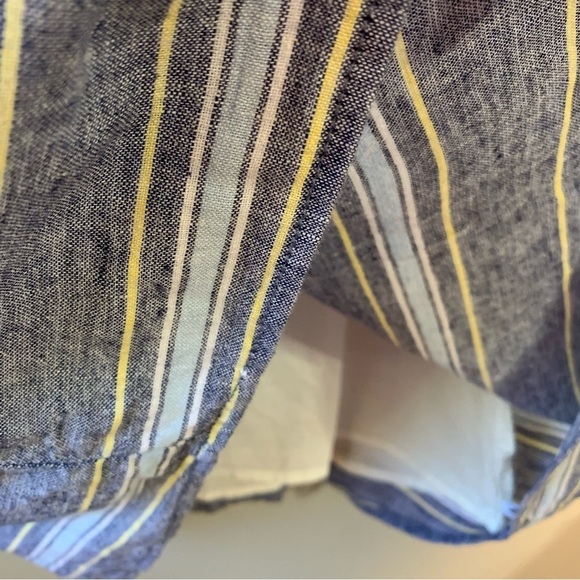 Beachlunchlounge linen/cotton blend blue stripe sleeveless shirt dress. Size M - Picture 4 of 9